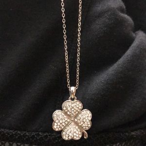 CZ four leave clover charm and necklace